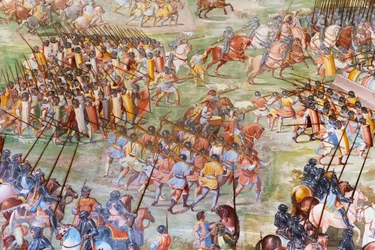 (Detail) Fresco in the Hall of Battles of the 1431 Battle of La Higueruela